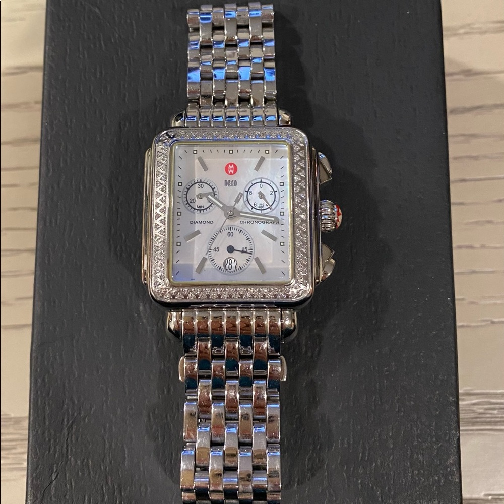 Deco Chronograph Diamond Stainless Steel Watch